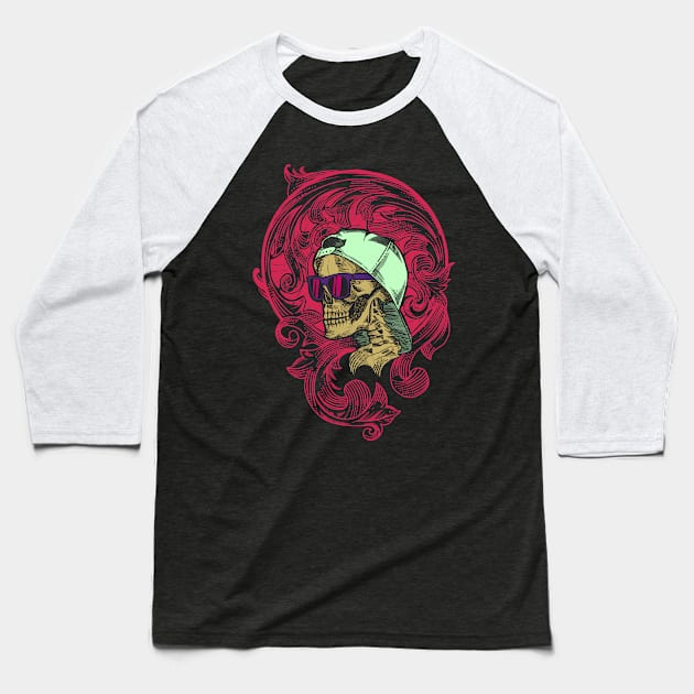 Cool Skull Ornament Baseball T-Shirt by pilipsjanuariusDesign